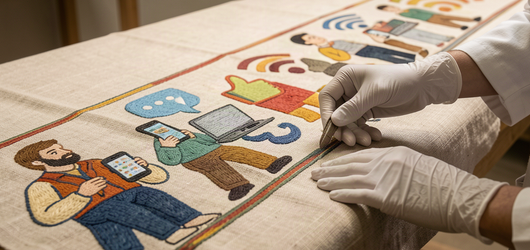 Edith Pritchett crée une tapisserie de Bayeux moderne sur l’ère numérique